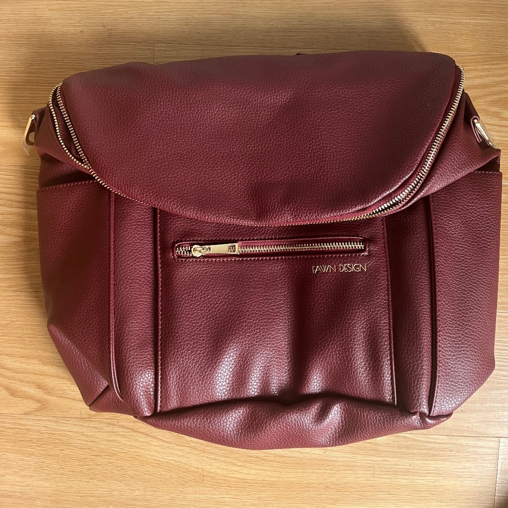 Fawn Design Diaper Bag Backpack- burgundy